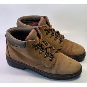 Timberland Womens Ankle Boots Booties Brown Leather Low Block Heel Lace Up 8.5 M